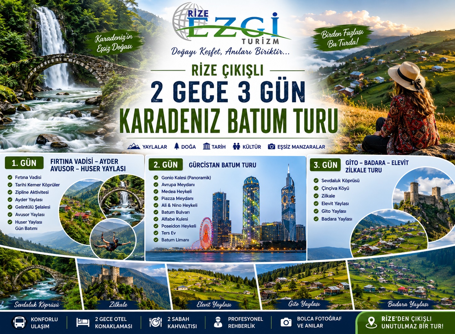 Rize Çıkışlı 2 Gece Konaklamalı Karadeniz & Batum Turu