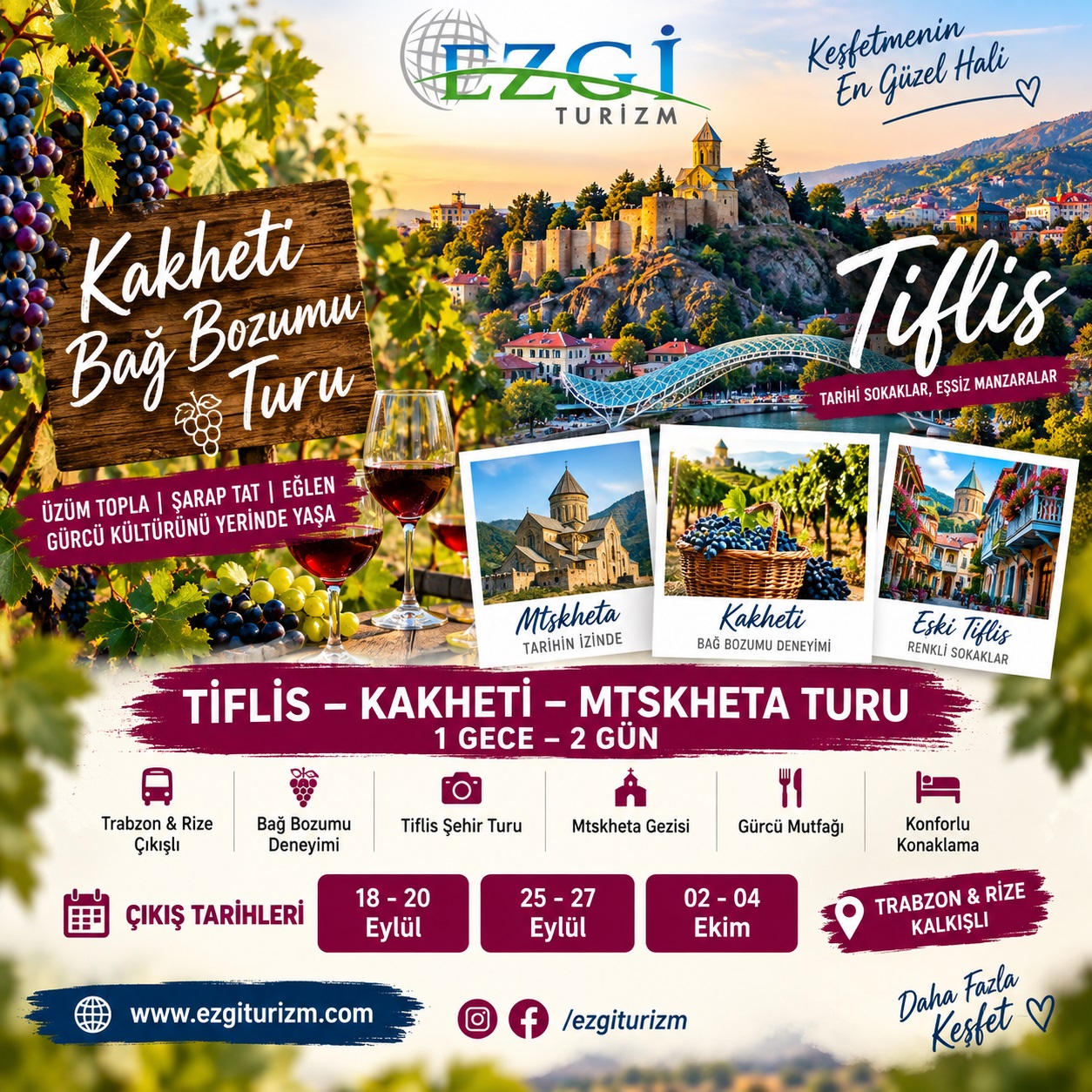 Tiflis Kakheti Bağ Bozumu Turu | Trabzon & Rize Çıkışlı